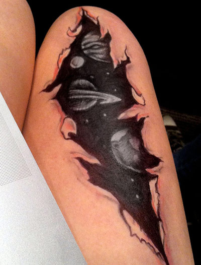 Thigh Doodles: Universe thigh doodle