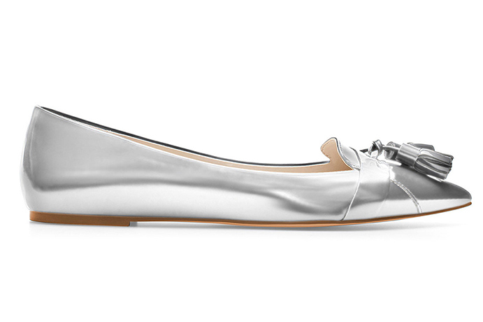 Fancy flats: Fancy flats - pointy silver flats with tassel
