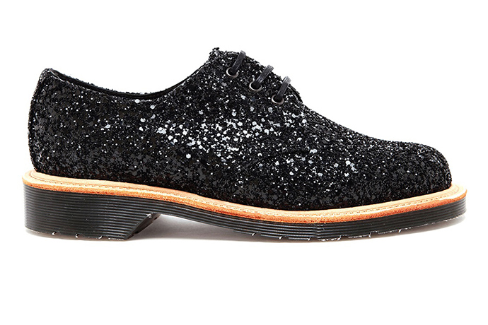 Fancy flats: Fancy flats - black glitter lace-up shoes by Dr Martens