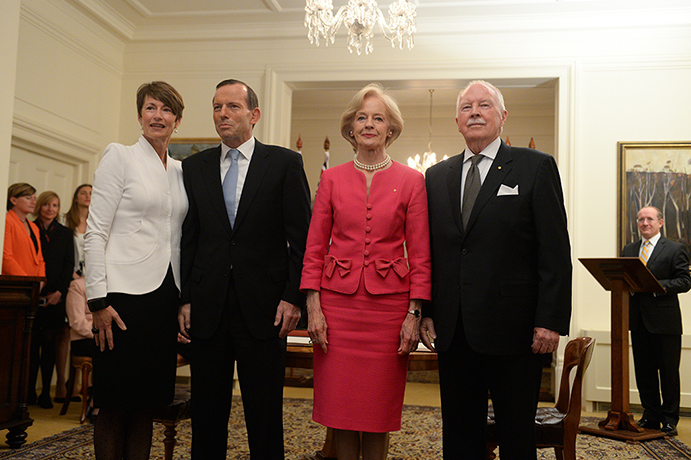 Government swearing in: Tony Abbott and his wife Margie