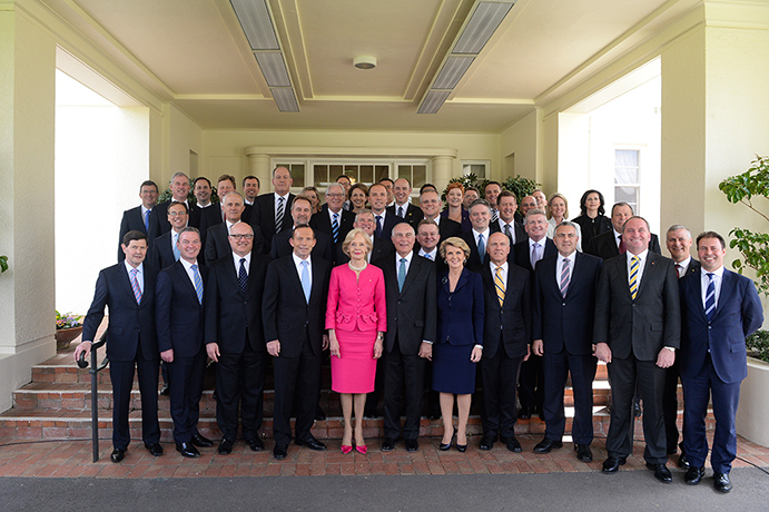 Government swearing in: The newly sworn in Ministry of the Abbott government
