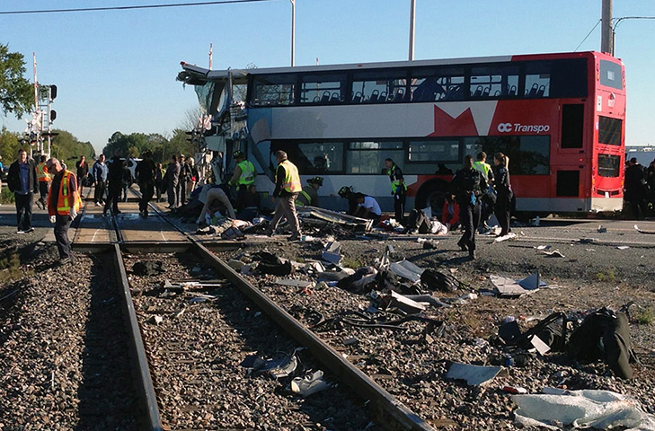 Ottawa crash: A city bus collided with a Via Rail passenger train at a crossing in Ottawa