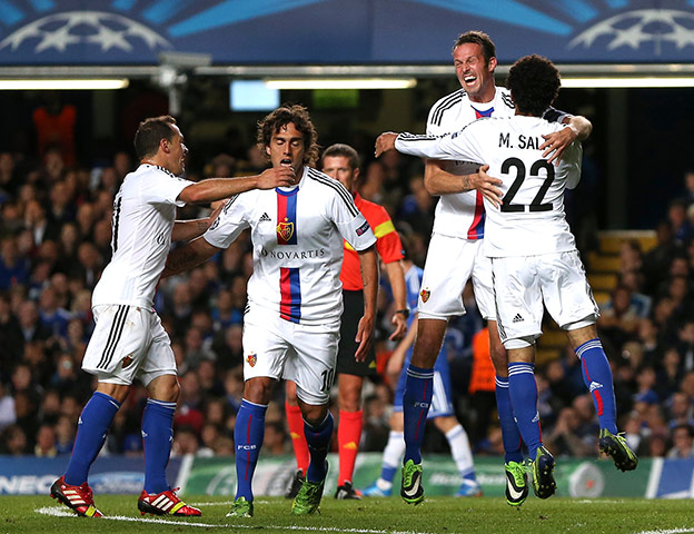 Chelsea --: FC Basel's Marco Streller celebrates