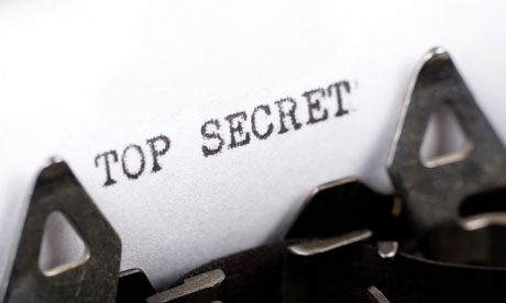 Typewriter close up shot, Concept of Top Secret