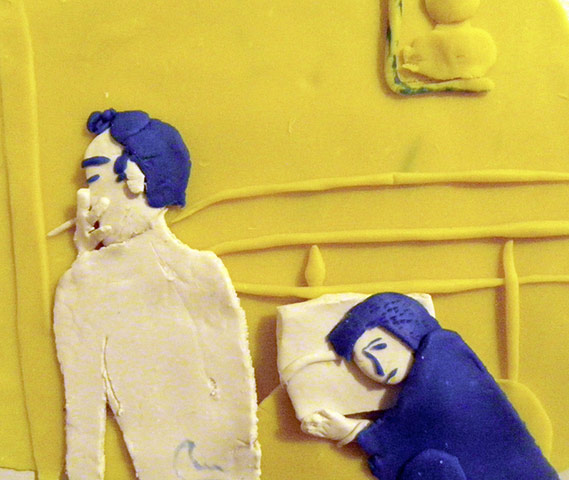 Play-doh photographs: Nan and Brian in Bed