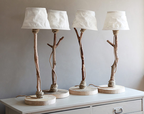 Blue heaven: Driftwood table lamps