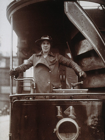 Woman tram driver during the first world war