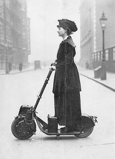 Lady Florence Norman on scooter