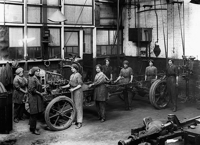 Female workers in engineering factory