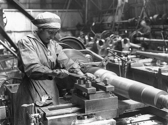 A woman at work in an armaments factory