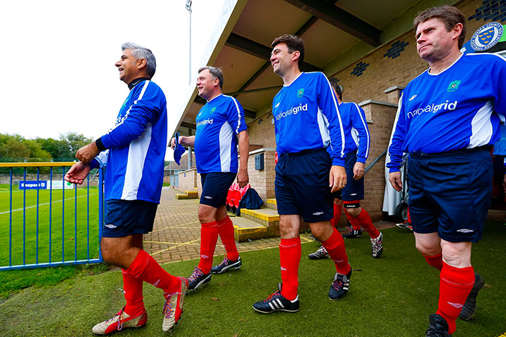 Labour football match: Labour players take the field