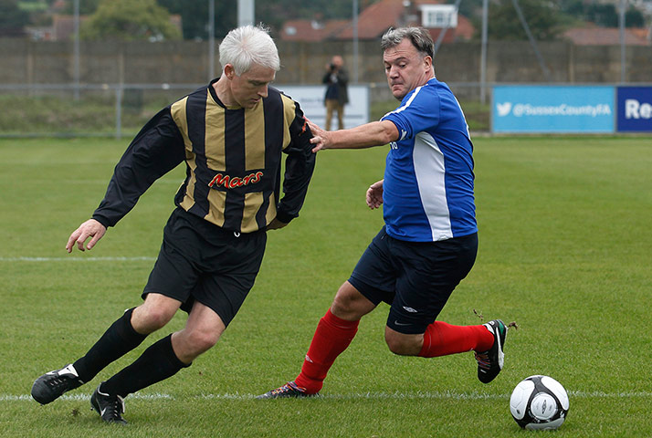 Labour football match: Ed Balls tackle