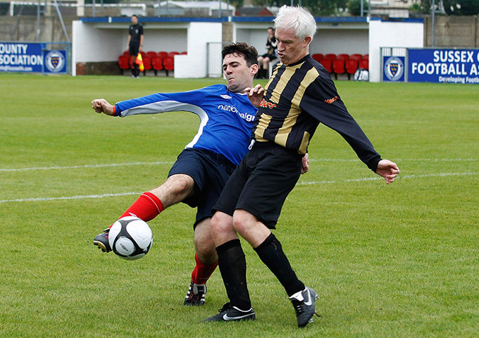 Labour football match: Andy Burnham tackle