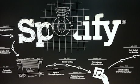 Spotify's lobby at its Stockholm HQ