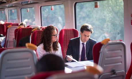 Ed Miliband on a train