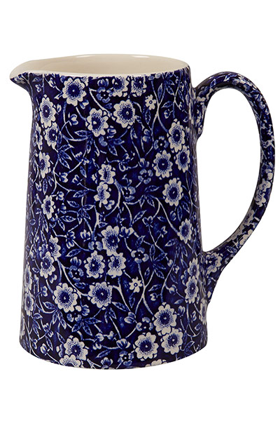 Homes - blue lines: blue floral tankard jug
