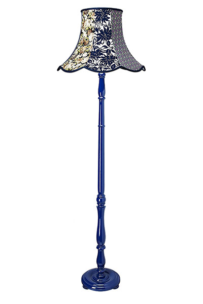 Homes - blue lines: blue lamp with floral print shade