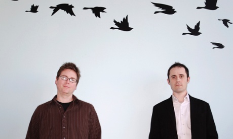 Twitter founders Biz Stone, right, and Evan Williams at their office in San Francisco.