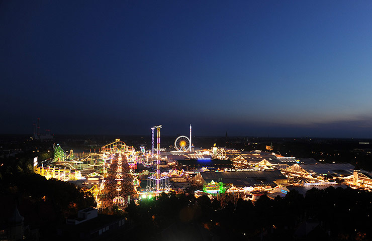 oktoberfest: A general night aerial view of Oktoberfest 2013