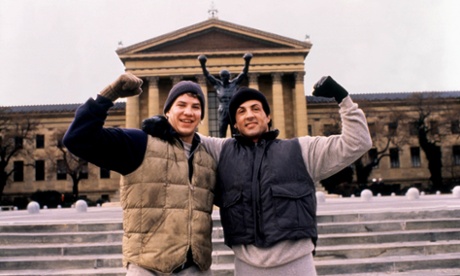 A scene from the movie Rocky on the steps of the Public Art Gallery in Philadelphia.