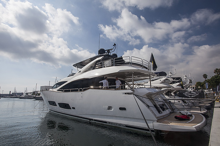 Yachts: Sunseeker yachts at the 52nd International Boat Show in Barcelona, Spain