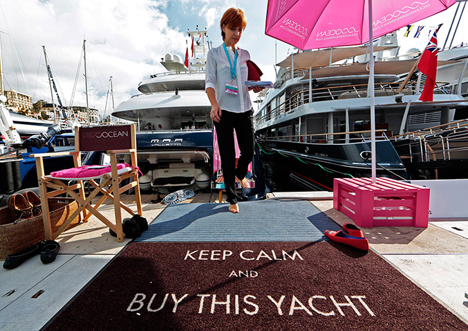 Yachts: A visitor leaves a luxury yacht