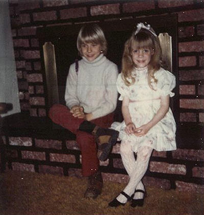 Cobain home: A young Kurt Cobain and his sister Kim in their childhood home