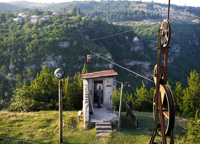Chiatura cable car: Soviet era miners' cable car 