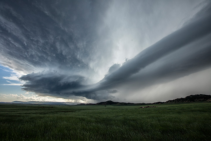 Storm cloud formations: a storm formation near the Devil's Tower National Monument in Lightning 
