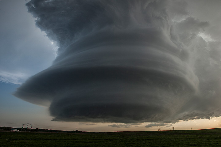 Storm cloud formations: a supercell thunderstorm near Broken Bow, Oklahoma