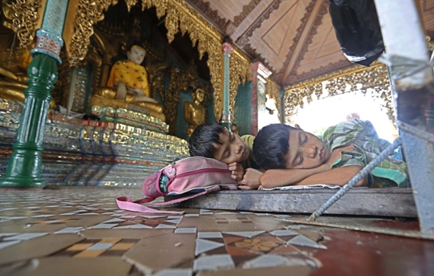 I find this photograph so intriguing because it asks more questions than it answers. It has been sent in with a simple caption saying 'children asleep on the platform of the Shwedagon Pagoda' in Rangoon, Burma. But who are they, who takes care of them, what events in their young lives have led them to find shelter in the temple?