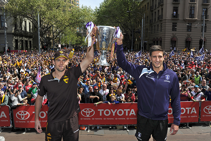 AFL Parade: Captains hold the cup