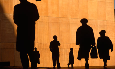 England - London - Commuter silhouettes.