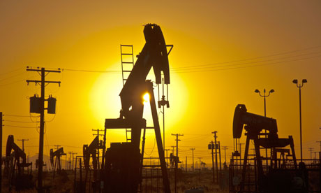 Oil pumps at sunset in California