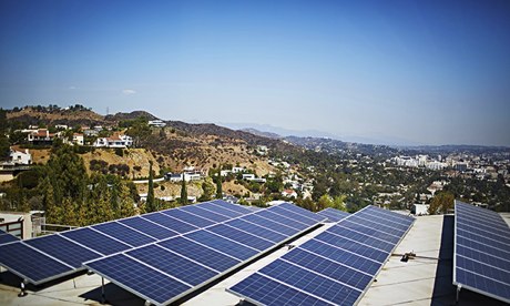 ‘Vast promise’: Solar panels in Los Angeles.