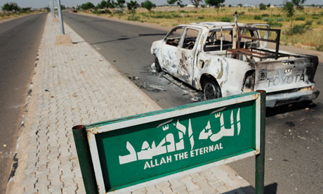 Police truck bombed by Boko Haram in Damaturu, Yobe state, Nigeria 