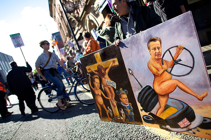 Demos at Tory conference: Demos at Tory conference