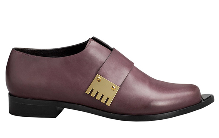 Shoes - Weekend 20 Best: burgundy brogue with gold comb shaped buckle