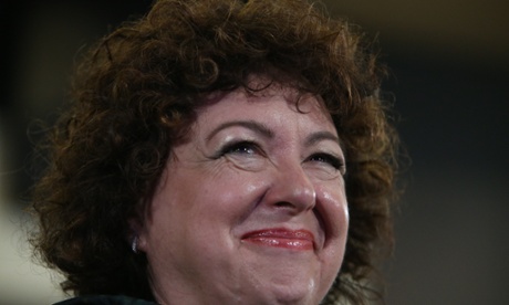 Therese Rein watches her husband the Prime Minister Kevin Rudd at the National Press Club in Canberra this afternoon