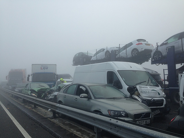 Sheppy car crash: Dozens of vehicles ploughed into each other after a huge pile up on the Isl