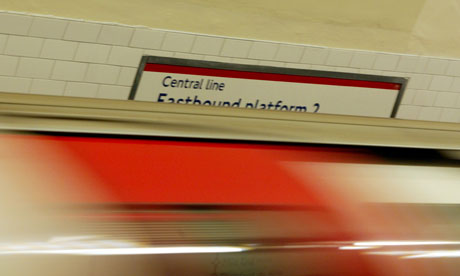 A tube train arriving at Chancery Lane