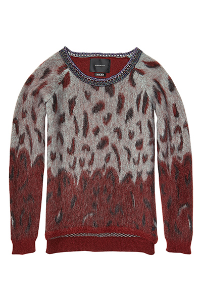 best knits: mohair animal sweater burgundy and grey