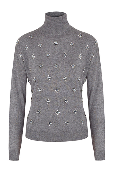 best knits: embellished rollneck grey jewels