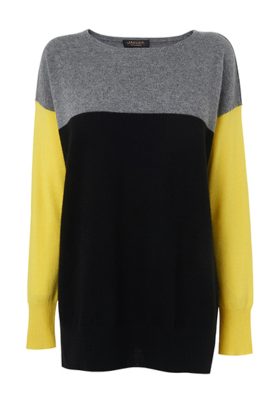 best knits: colour block jumper grey yellow black