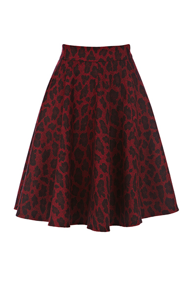 best skirts: red leopard pattern flared skirt