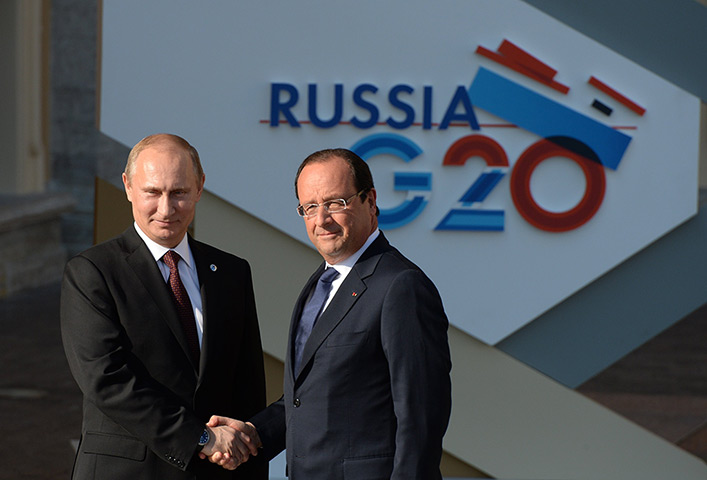 G20 official welcome: with French President Francois Hollande