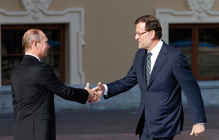 G20 official welcome: with Spain's Prime Minister Mariano Rajoy 