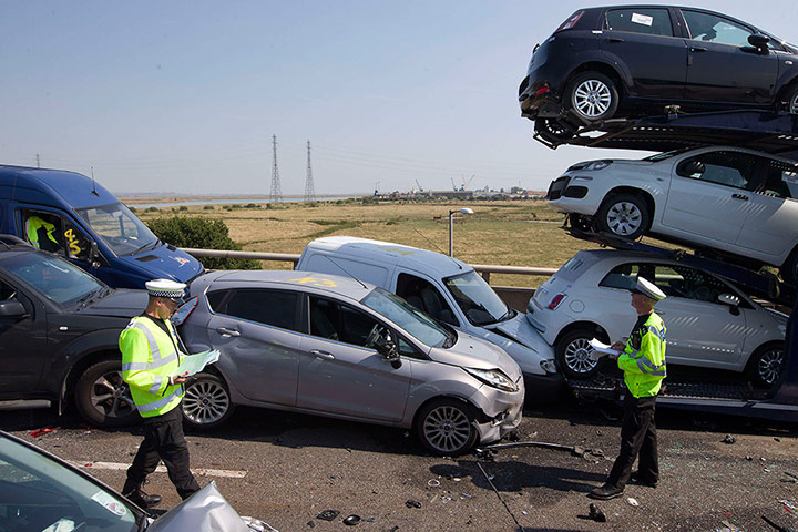 sheppey update: Police examine the wreckage of smashed cars