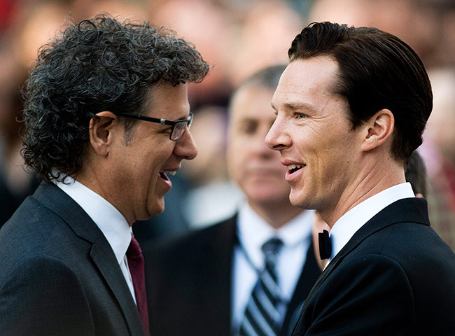 Fifth Estate Gala: Actor Benedict Cumberbatch, right, walks on the red carpet