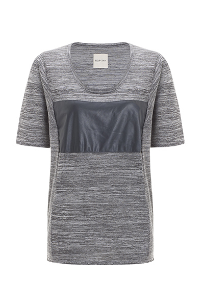 best tops: grey t-shirt with silk band